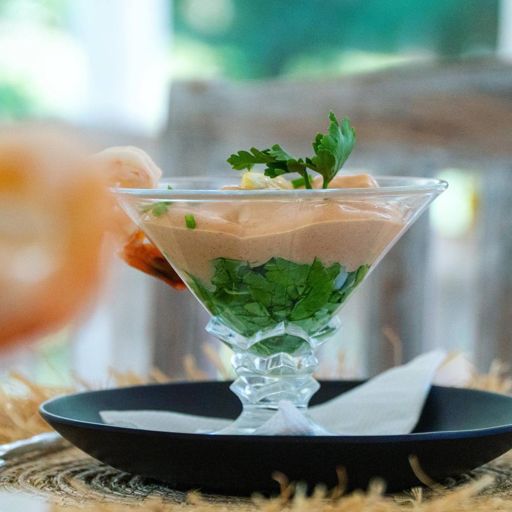 Prawn cocktail served in a chilled glass
